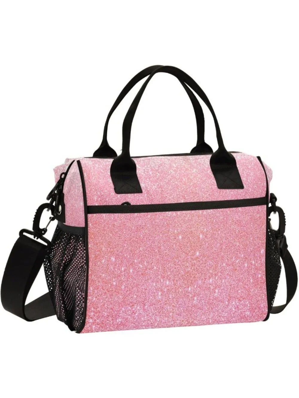 Sparkly Pink Glitter Insulated Lunch Bag for Girls & Women - Stylish School Tote